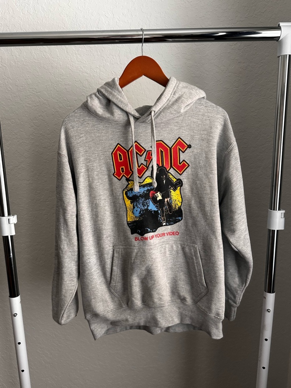 AC/DC Gray Graphic Hoodie with Bold Band Logo
